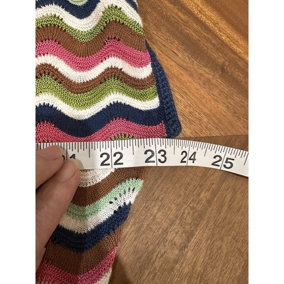 Womens Zig Zag Textured Knit Top Multicolored S Boho Mod Retro Chevron 70s - Picture 6 of 7